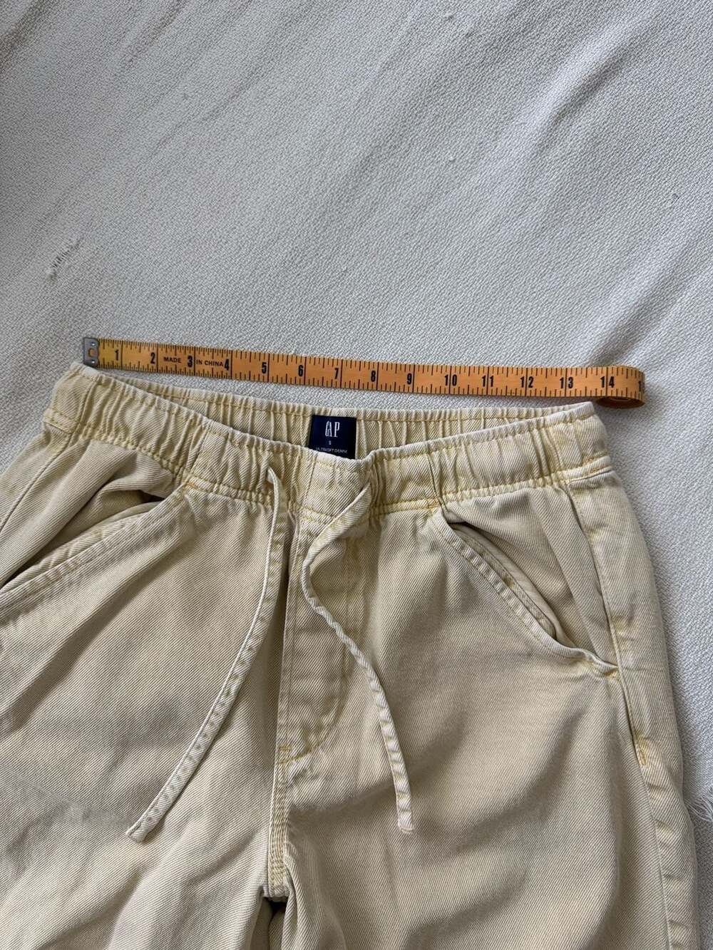 Gap Ultrasoft Denim Barrel Leg Drawstring Pants in Tan - Picture 6 of 6